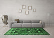 Machine Washable Animal Emerald Green Traditional Area Rugs in a Living Room,, wshtr631emgrn