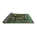 Sideview of Animal Turquoise Traditional Rug, tr631turq