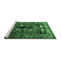 Sideview of Machine Washable Animal Emerald Green Traditional Area Rugs, wshtr631emgrn