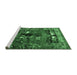 Sideview of Machine Washable Animal Emerald Green Traditional Area Rugs, wshtr631emgrn