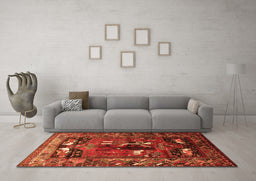 Machine Washable Animal Orange Traditional Area Rugs in a Living Room, wshtr631org