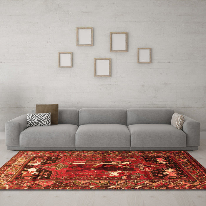 Machine Washable Animal Orange Traditional Area Rugs in a Living Room, wshtr631org