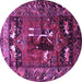 Round Machine Washable Animal Purple Traditional Area Rugs, wshtr631pur