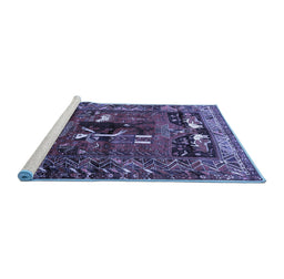 Sideview of Machine Washable Animal Blue Traditional Rug, wshtr631blu