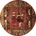 Round Animal Brown Traditional Rug, tr631brn