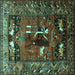 Square Animal Turquoise Traditional Rug, tr631turq