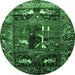 Round Machine Washable Animal Emerald Green Traditional Area Rugs, wshtr631emgrn