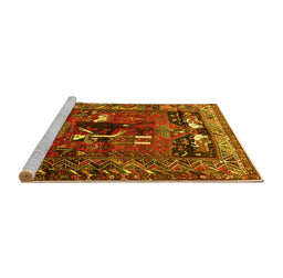 Sideview of Machine Washable Animal Yellow Traditional Rug, wshtr631yw