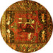 Round Animal Yellow Traditional Rug, tr631yw