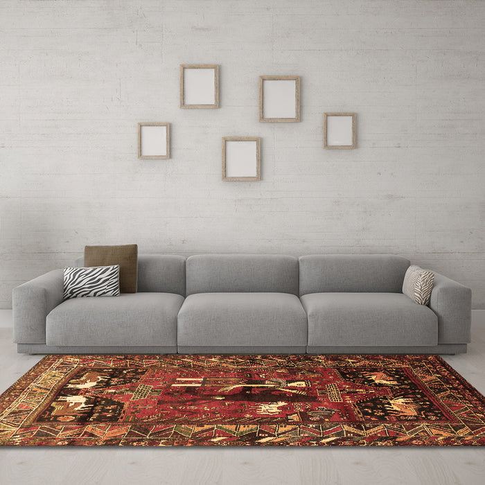 Machine Washable Animal Brown Traditional Rug in a Living Room,, wshtr631brn