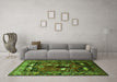 Machine Washable Animal Green Traditional Area Rugs in a Living Room,, wshtr631grn