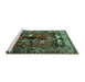 Sideview of Machine Washable Animal Turquoise Traditional Area Rugs, wshtr631turq