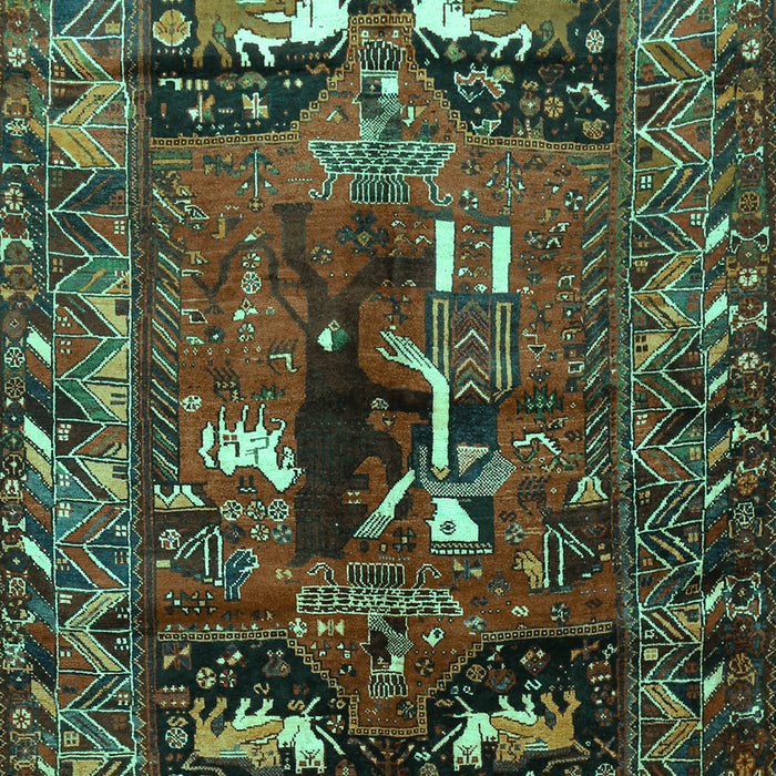 Machine Washable Animal Turquoise Traditional Area Rugs, wshtr631turq