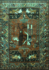 Animal Turquoise Traditional Rug, tr631turq