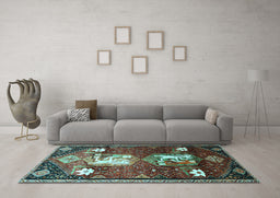 Machine Washable Animal Light Blue Traditional Rug in a Living Room, wshtr632lblu