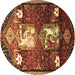 Round Animal Brown Traditional Rug, tr632brn