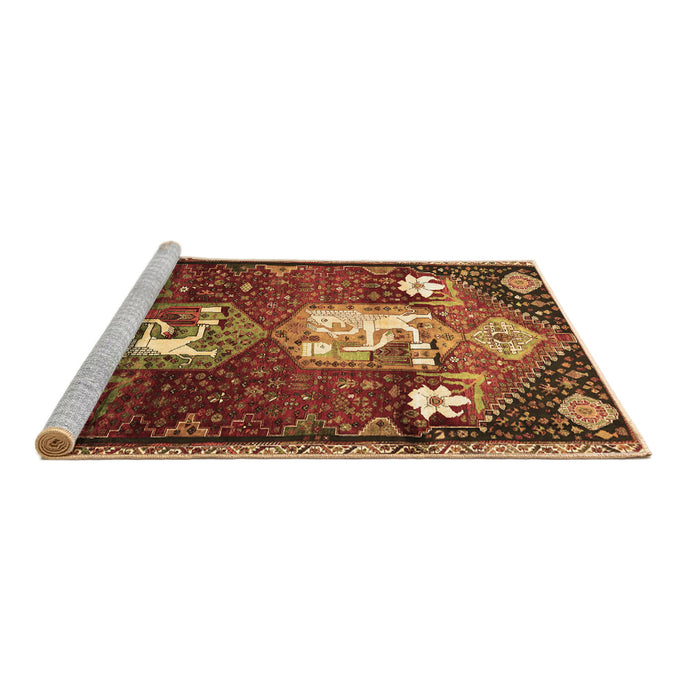 Sideview of Machine Washable Animal Brown Traditional Rug, wshtr632brn