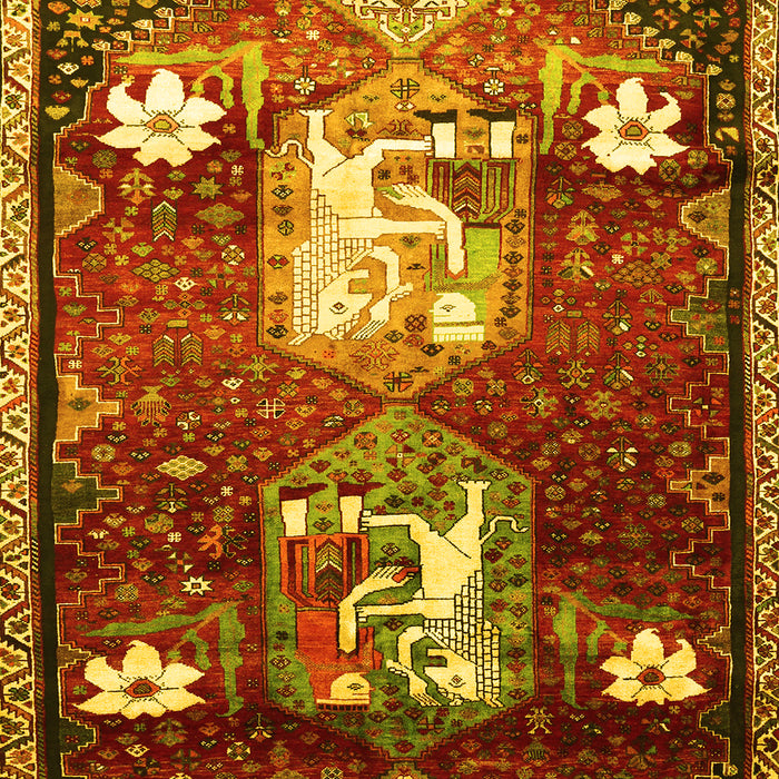 Machine Washable Animal Yellow Traditional Rug, wshtr632yw