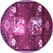 Round Machine Washable Animal Purple Traditional Area Rugs, wshtr632pur