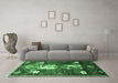 Machine Washable Animal Emerald Green Traditional Area Rugs in a Living Room,, wshtr632emgrn