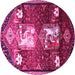 Round Animal Pink Traditional Rug, tr632pnk