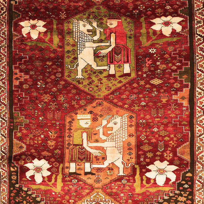 Serging Thickness of Machine Washable Animal Orange Traditional Area Rugs, wshtr632org