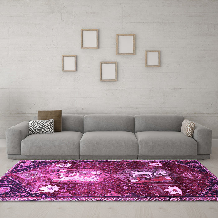 Machine Washable Animal Purple Traditional Area Rugs in a Living Room, wshtr632pur