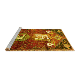 Sideview of Machine Washable Animal Yellow Traditional Rug, wshtr632yw