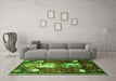 Machine Washable Animal Green Traditional Area Rugs in a Living Room,, wshtr632grn