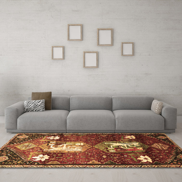 Machine Washable Animal Brown Traditional Rug in a Living Room,, wshtr632brn