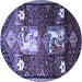 Round Animal Blue Traditional Rug, tr632blu