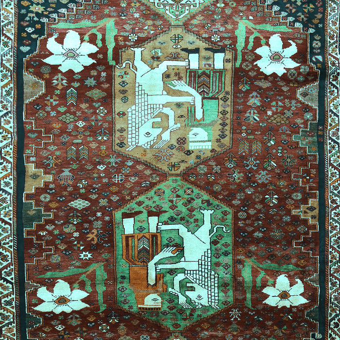 Machine Washable Animal Light Blue Traditional Rug, wshtr632lblu
