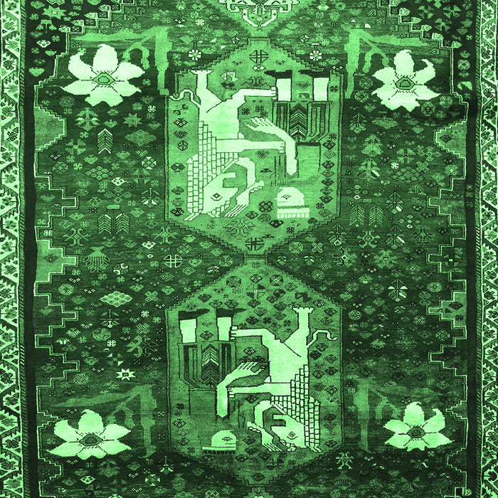 Machine Washable Animal Emerald Green Traditional Area Rugs, wshtr632emgrn