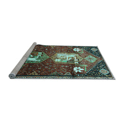 Sideview of Machine Washable Animal Light Blue Traditional Rug, wshtr632lblu