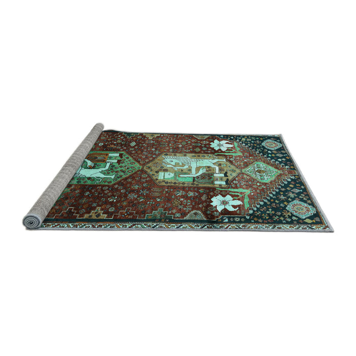 Sideview of Machine Washable Animal Light Blue Traditional Rug, wshtr632lblu
