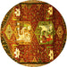 Round Animal Yellow Traditional Rug, tr632yw