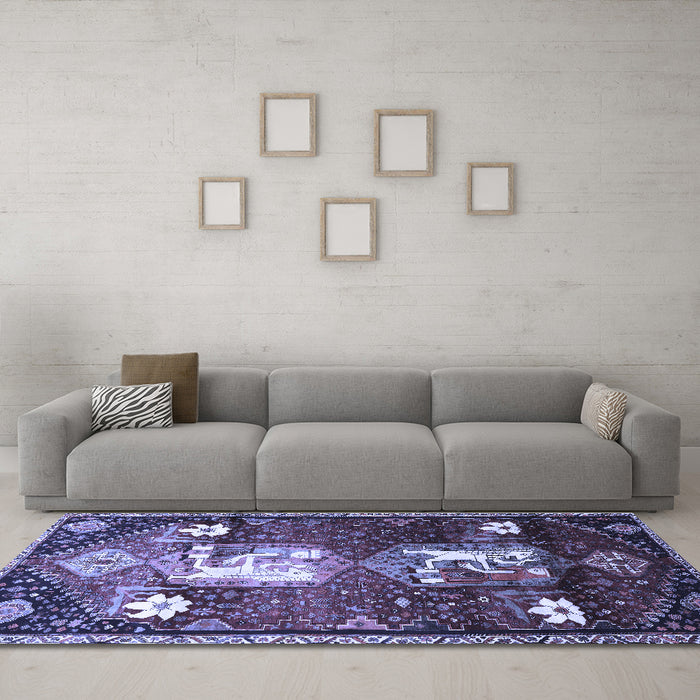 Machine Washable Animal Blue Traditional Rug in a Living Room, wshtr632blu