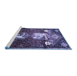 Sideview of Machine Washable Animal Blue Traditional Rug, wshtr632blu