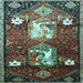 Square Animal Light Blue Traditional Rug, tr632lblu