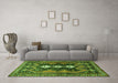 Machine Washable Persian Green Traditional Area Rugs in a Living Room,, wshtr633grn