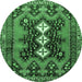 Round Persian Emerald Green Traditional Rug, tr633emgrn