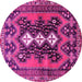 Round Persian Pink Traditional Rug, tr633pnk