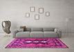 Machine Washable Persian Pink Traditional Rug in a Living Room, wshtr633pnk