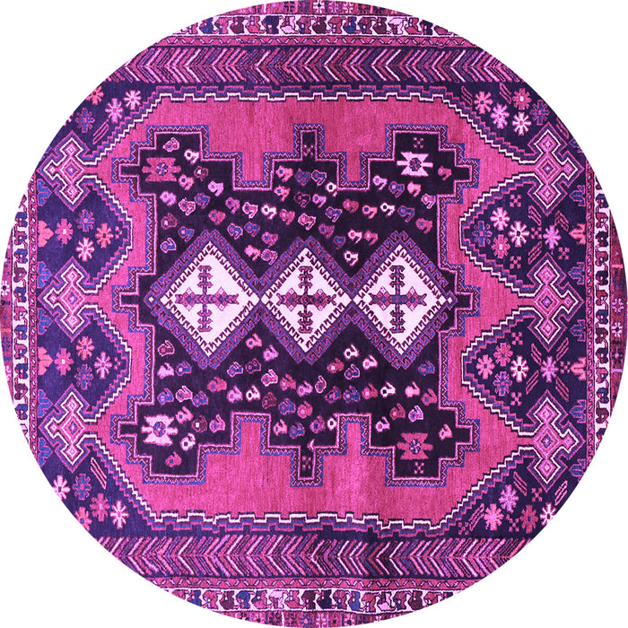 Round Machine Washable Persian Purple Traditional Area Rugs, wshtr633pur