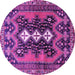 Round Machine Washable Persian Purple Traditional Area Rugs, wshtr633pur