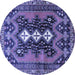 Round Machine Washable Persian Blue Traditional Rug, wshtr633blu