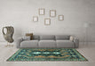 Machine Washable Persian Turquoise Traditional Area Rugs in a Living Room,, wshtr633turq