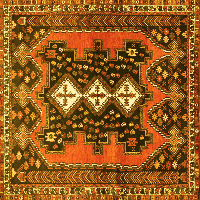 Square Persian Yellow Traditional Rug, tr633yw