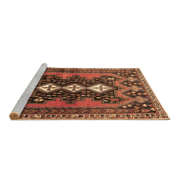 Sideview of Machine Washable Persian Brown Traditional Rug, wshtr633brn