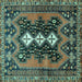 Square Machine Washable Persian Turquoise Traditional Area Rugs, wshtr633turq